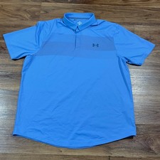 Under Armour The ISO Chill Polo Curved Hem Short Sleeve Mens XL Blue Loose Fit