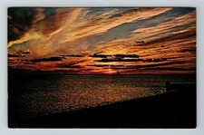Cape Cod MA-Massachusetts, Sunset Over Cape Cod Bay, Scenic, Vintage Postcard