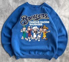 Vtg Milwaukee Brewers Famous Racing Sausages crewneck sweatshirt KV30253