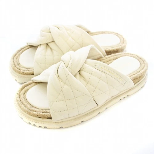 Sandales Dior Christian DTWIST Canage cuir matelassé espadrilles peau d'agneau occasion b