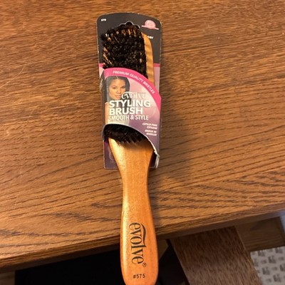 Evolve 575 Styling Brush Boar Bristle Wood Brown Black Unisex All Hair Types