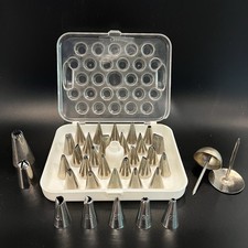 Vintage Wilton 35 Piece Piping Tip Set Cake Decorating Tips W/ Storage Case