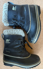 Sorel Youth Yoot Pac Nylong Waterproof Snow Boot W/Removable Liner Black SZ: 12