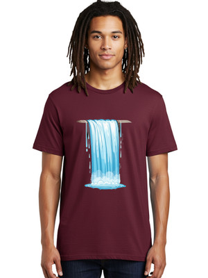 Waterfall-2 Mens Graphic Tee, 100% Cotton, Casual Summer Wear