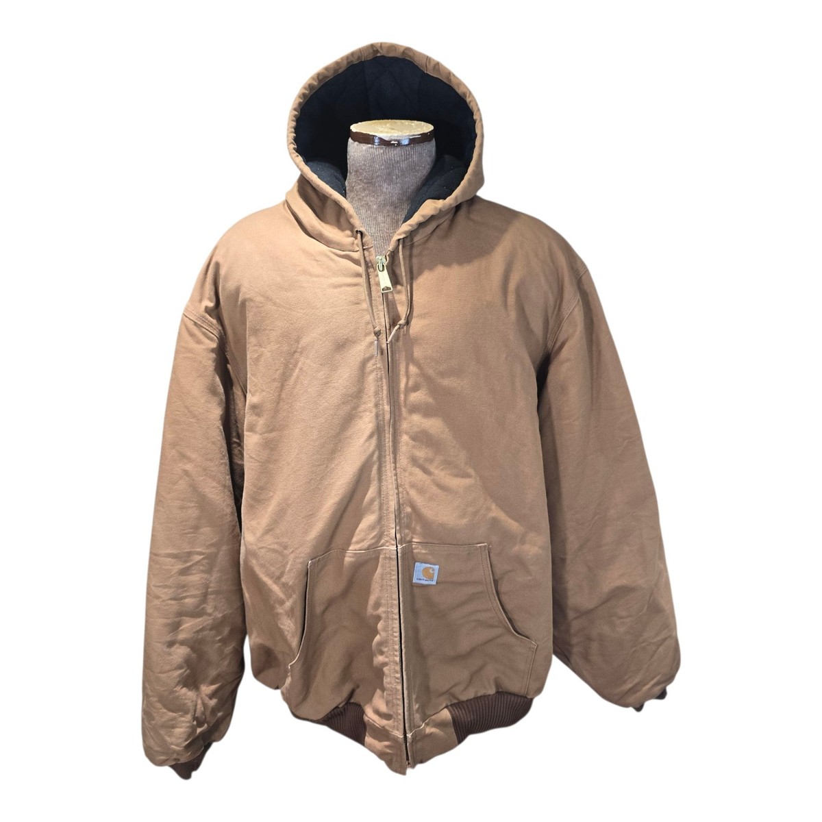 Carhartt J140 Brown Quilted Flannel Lined Duck Active Jacket Men