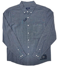 George 11905 NEW Men's Blue Chambray Classic Fit Stretch Poplin Shirt