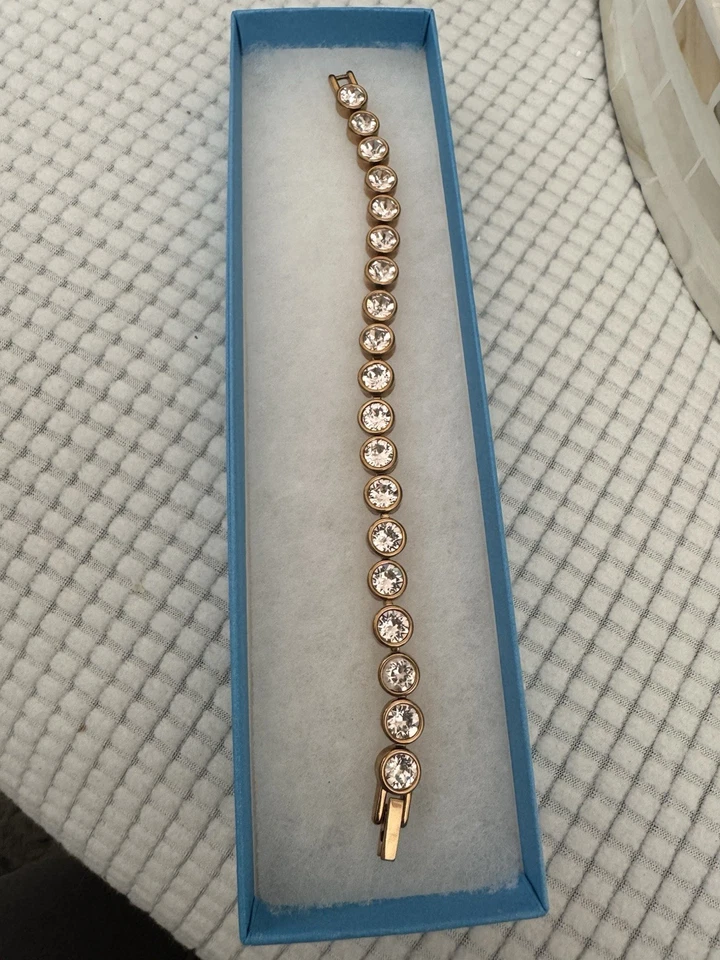 Pulsera Touchstone Cristales ORO ROSA SEDA HIELO Chapada en Oro Rosa 7.25" Foto 2 de 4