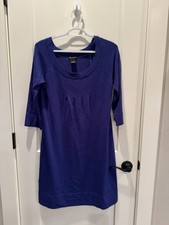 New Directions Flowy Boho Soft Stretchy Sweater Dress Blue Size Small