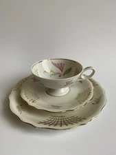 Vintage Schirnding BAVARIA  Art Deco Tea Cup & Saucer Trio Set Gold Accents