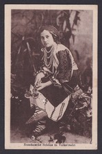Vintage postcard Romanian folk costume girl WWI Feldpost 1917 censored