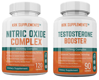 Nitric Oxide Complex 3500mg Testosterone Booster 1200mg Combo Stack