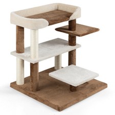 2-in-1 Cat Tree Tower Pet Steps with Sisal Scratching Posts and 4 Large Platform