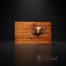 Mouse Wood Carving, Cute Animal Wall Art, Nature Lover Gift, Hand Carved Plaque