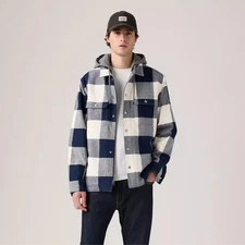 Best Seller Levi's Francisco Sherpa Flannel Jacket Jerome Buffalo Plaid - Blue