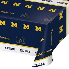Creative Converting University of Michigan Print Tablecloth, 54"x108", Plasti...