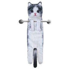 Funny Hand Towels for Bathroom Kitchen - Cute Decorative Cat Decor Hanging Wa...