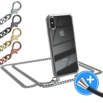 EAZY CASE für Apple iPhone X / XS Hülle Band Handykette Metall transparent Cover