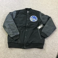 Golden State Warriors Jacket Mens Large Black NBA Basketball Wool Blend