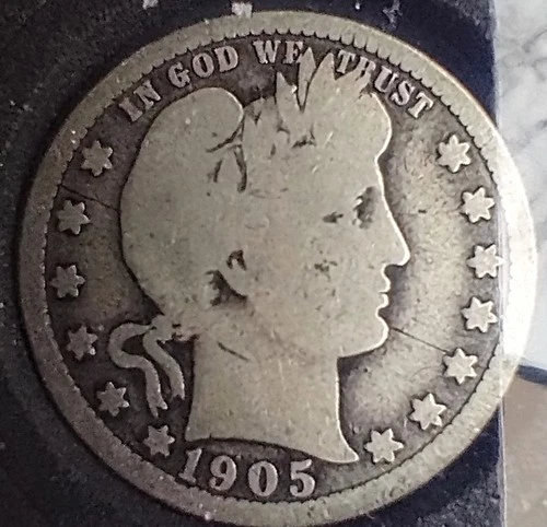 1905 Silver Barber Quarter Circulated Condition 90% Silver