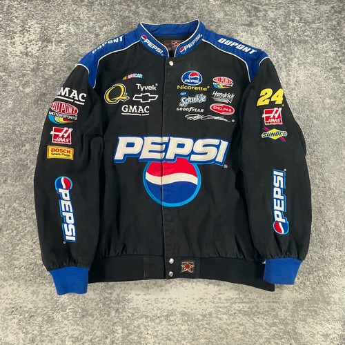 VTG Jeff Gordon NASCAR Jacket Mens 4XL Black Pepsi Logo DuPont Racing JH Design