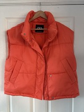 Zara Body Warmer XS-S Orange Zipped Short Length Women's