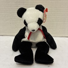 New w/Tags*Ty Beanie Baby Fortune the Panda Bear w/Red Ribbon Bow