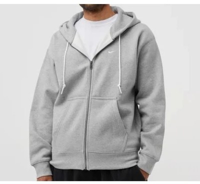 NEW Nike Hoodie Mens Sz Large Full-Zip Jacket Solo Swoosh Fleece Grey DR0403-063