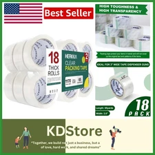 Heavy Duty Clear Packaging Tape – 18 Rolls, 1170 Yards
