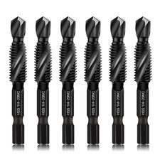 6-Piece 1/4-20NC Combination Drill Tap Bit Set SAE, Made of High-Speed Steel wit