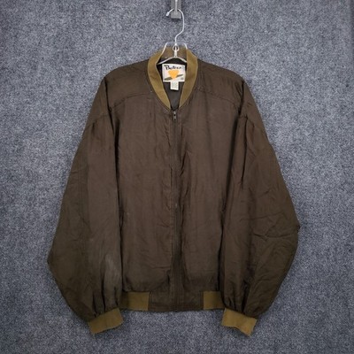 VINTAGE Protest Bomber Jacket Mens Medium Brown Full Zip 100% Silk Casual