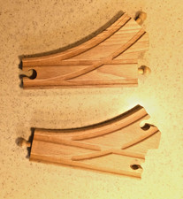 2 Brio Wooden Railway Curved Switch Tracks Male  Female Thomas Compatible