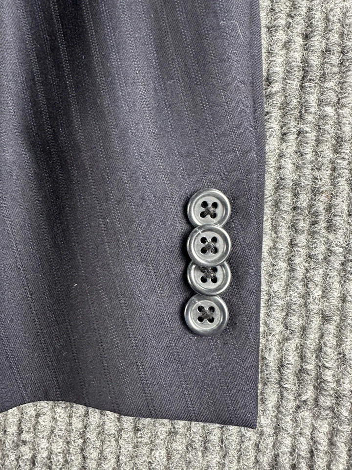 Traje de lana Peter Millar 42 R azul sombra rayas espiga 2 piezas pantalones 36x30 Foto 3 de 4