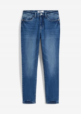 Slim Fit Jeans Mid Waist cropped Gr 54 Blau Denim Used Damen Caprijeans Hose Neu