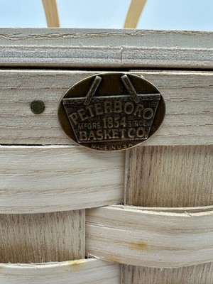Peterboro Basket Co Picnic Basket Wood Lidded Carrier Two Handles