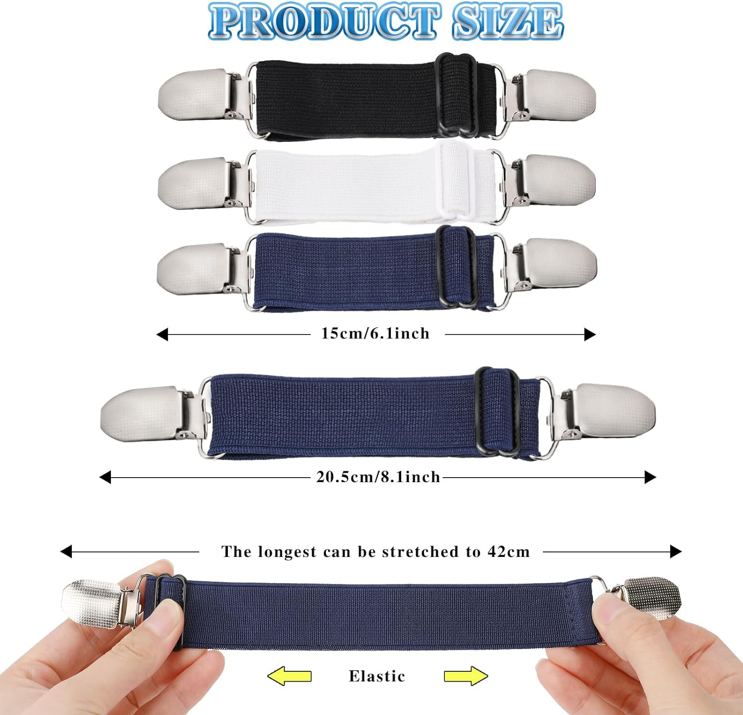 Mozeat Lens 6 Pcs Adjustable Hip Elastic Belt, Elastic Band for Sewing Pant Wais