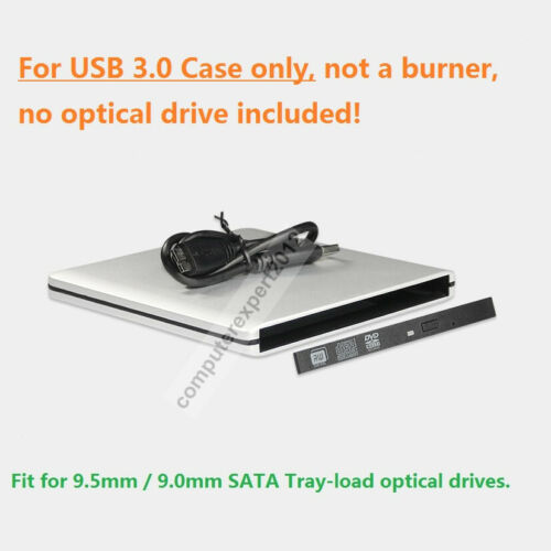 External USB 3.0 Drive Enclosure Case for Laptop 9.5mm SATA DVD DVDRW ODD DVD  - Picture 1 of 5