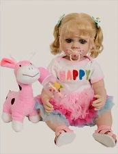 22in Reborn Baby Dolls Girl Real Life Vinyl Silicone Baby Doll Full Body Toddler