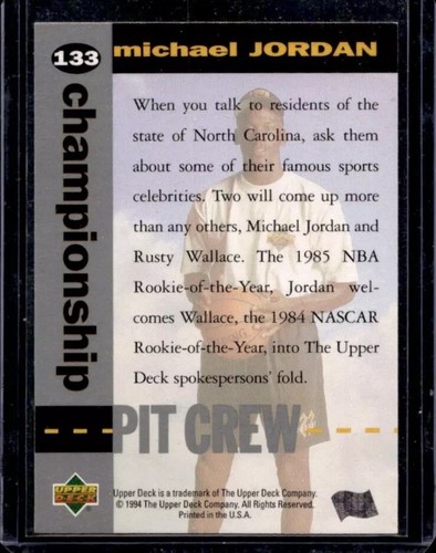 1995-96 Upper Deck Michael Jordan Pit Crew #133 Bulls - Picture 2 of 2