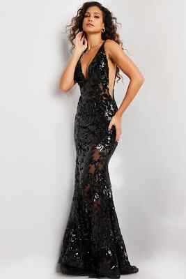 mo  NEW NWT $670 JOVANI 38349 red sequin floral maxi dress gown - sz 6