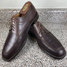 Santoni 141246 Men's Brown Leather Apron Toe Derby Shoes Size UK 10/US 11D VGUC