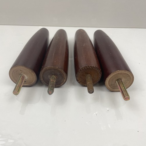 Vintage 60's Mid Century Tapered Brown Wood Legs - Danish Style, Ottoman Rounded - Picture 4 of 6