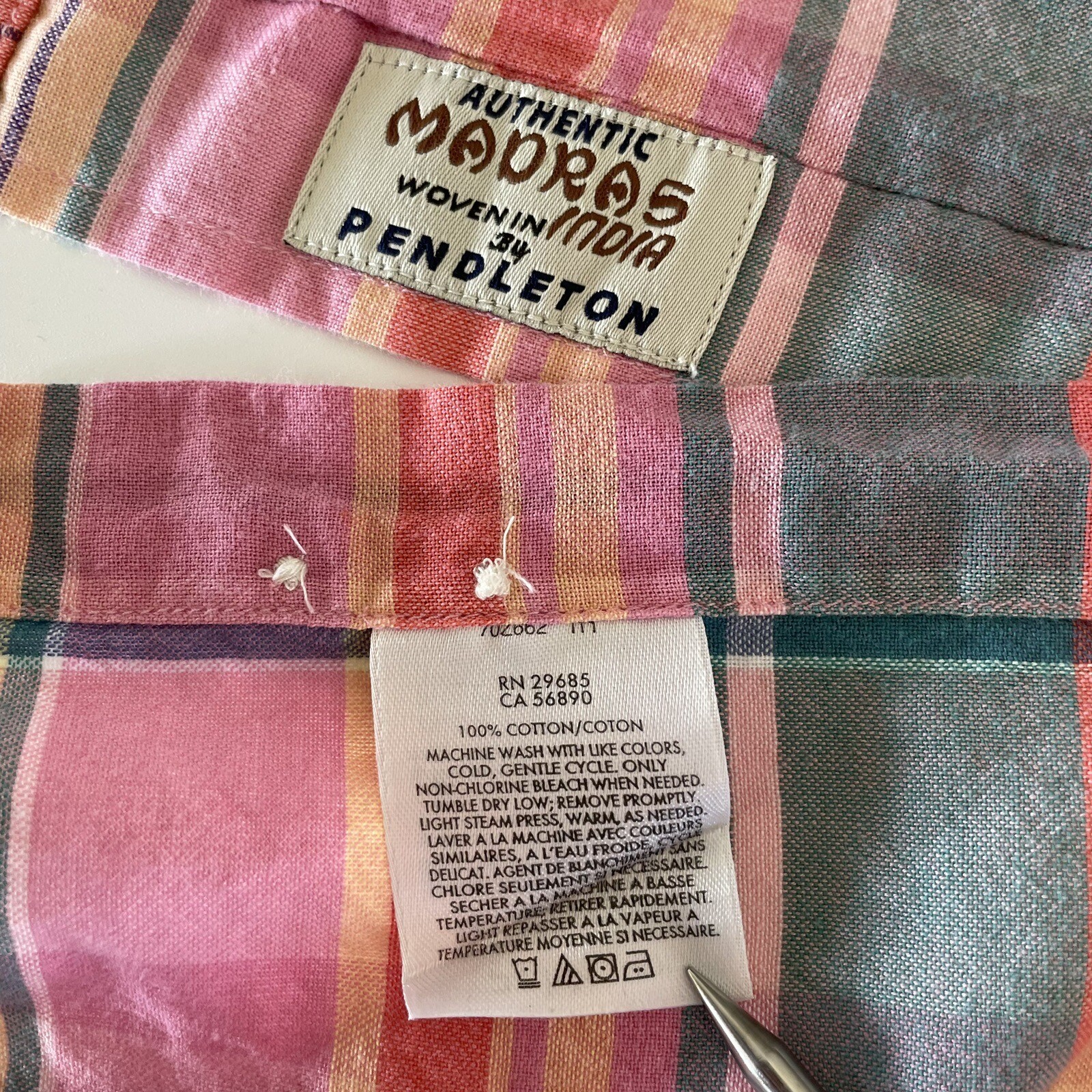 PENDLETON SURF MADRAS Button Down Shirt Size Larg… - image 18