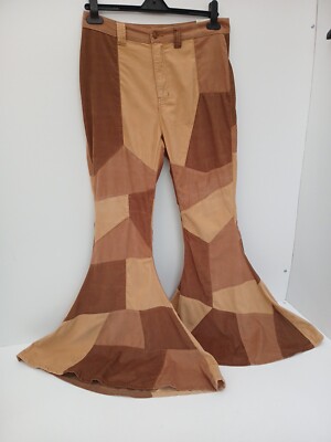 We The Free Twirl Wide Flare Jeans hellbraun Patchwork Muster EU27 (UK8) L32'' neu mit Etikett.