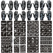 Henna Tattoo Stencils 138 PCS 24 Sheets Airbrush Tattoo TemplatesReusable Tat...
