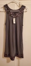 Express Women's Midi Shift Dress Sequin Detail Side Pocket Medium Gray, NWT