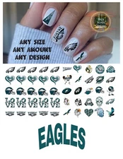 Philadelphia Eagles Waterslide Nail Decals Set Of 50 Instructions & Bonus