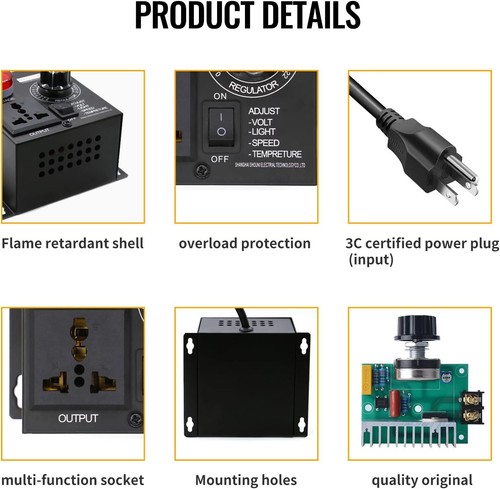 Electric Motor Variable Speed Controller - 120V~220V 15A 4000W AC Motor Speed US - Picture 6 of 9