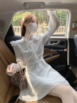Korean style women college style sweet long sleeve high waist
