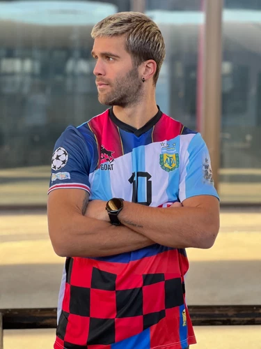 Messi Argentina Football Jersey World Cup 2022 GOAT Mashup Tribute Barcelona