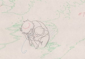 Akira-Anime-Douga-for-Cel-Animation-Art-Drawing-Kei-Holding-Gun-1988-Otomo